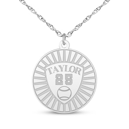 Name, Number & Sport Disc Necklace 10K White Gold 18"