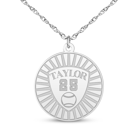 Name, Number & Sport Disc Necklace 10K White Gold 18"