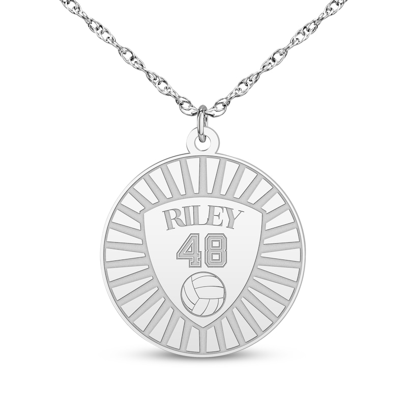 Main Image 6 of Name, Number & Sport Disc Necklace 10K White Gold 18"