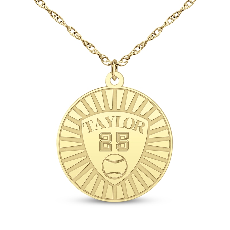 Main Image 1 of Name, Number & Sport Disc Necklace 10K Yellow Gold 18"