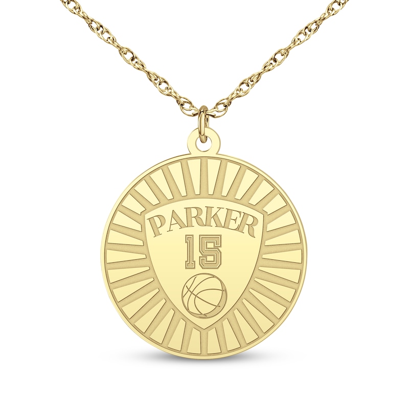 Main Image 2 of Name, Number & Sport Disc Necklace 10K Yellow Gold 18"