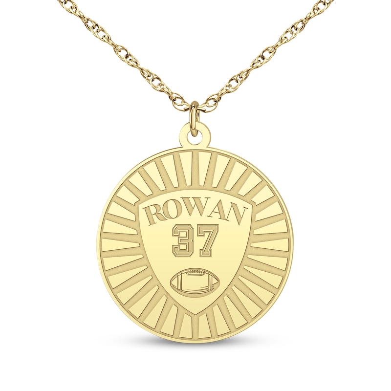 Main Image 3 of Name, Number & Sport Disc Necklace 10K Yellow Gold 18"