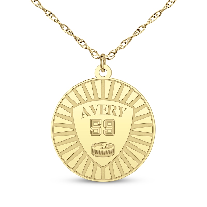 Main Image 4 of Name, Number & Sport Disc Necklace 10K Yellow Gold 18"