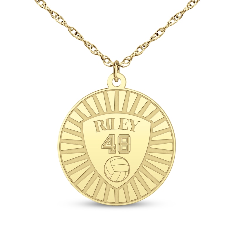 Main Image 6 of Name, Number & Sport Disc Necklace 10K Yellow Gold 18"