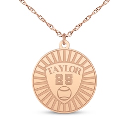 Name, Number & Sport Disc Necklace 14K Rose Gold 18"