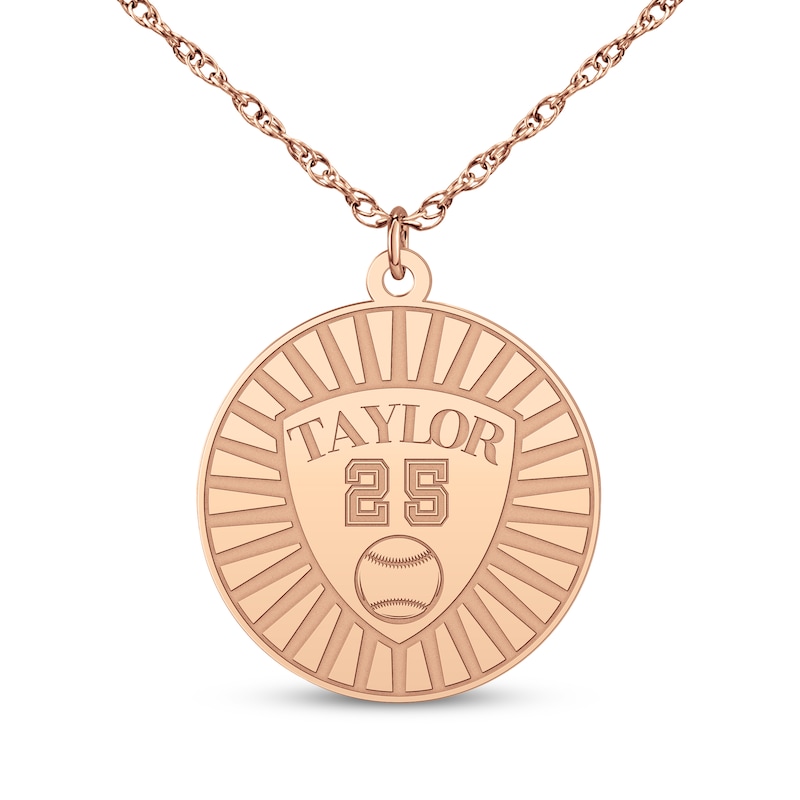Main Image 1 of Name, Number & Sport Disc Necklace 14K Rose Gold 18"