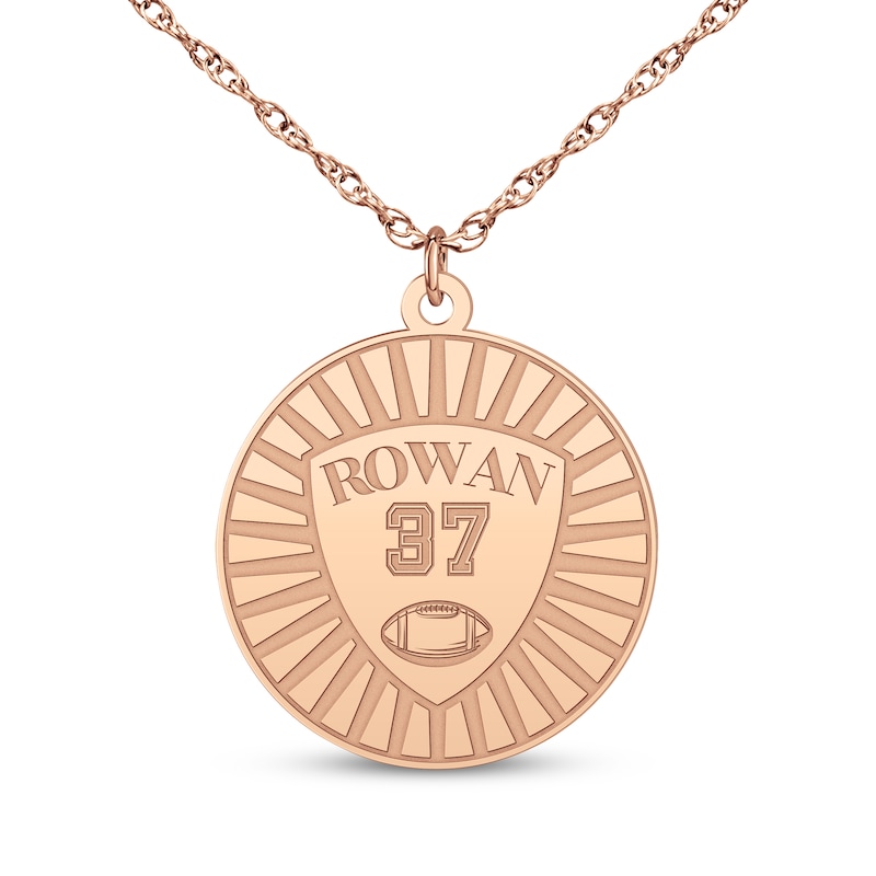Main Image 3 of Name, Number & Sport Disc Necklace 14K Rose Gold 18"