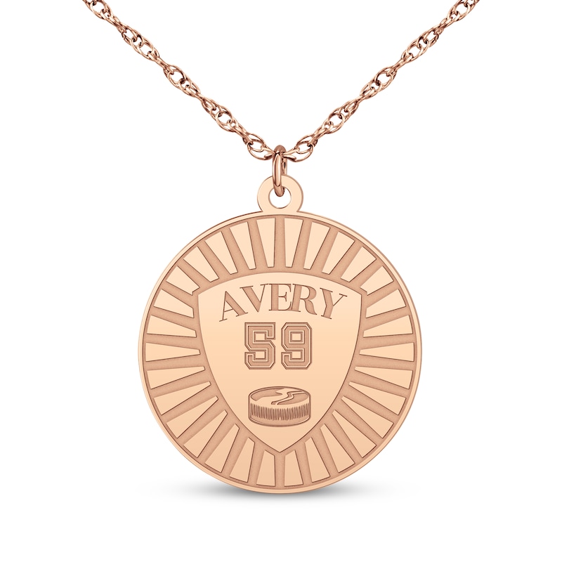 Main Image 4 of Name, Number & Sport Disc Necklace 14K Rose Gold 18"