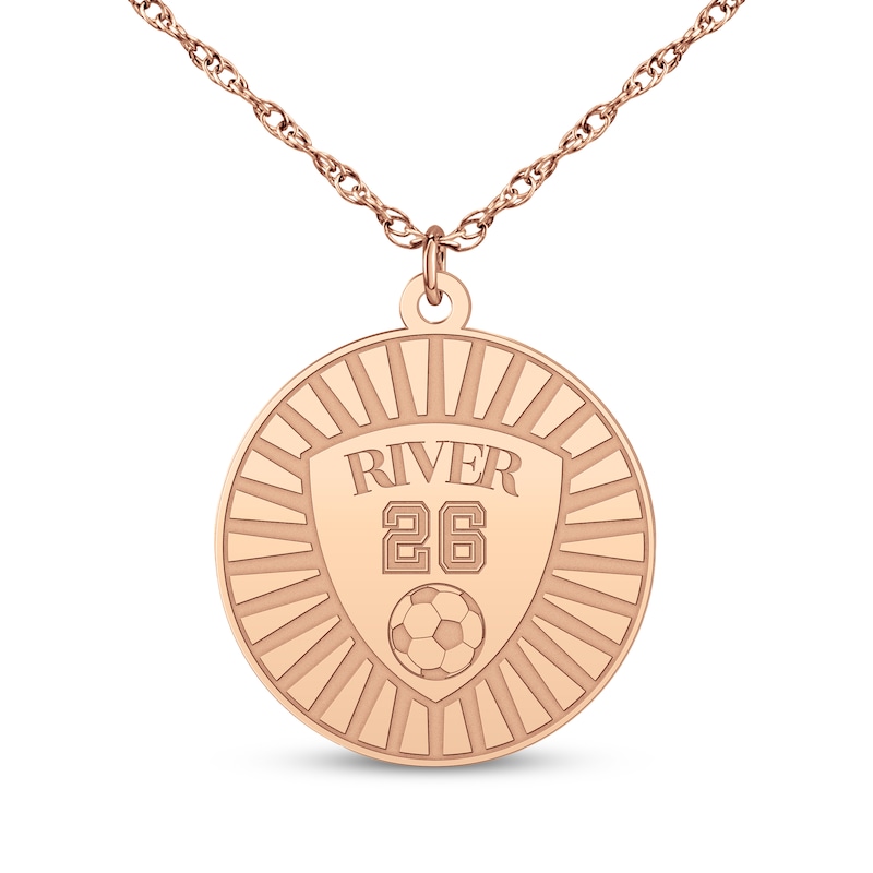 Main Image 5 of Name, Number & Sport Disc Necklace 14K Rose Gold 18"