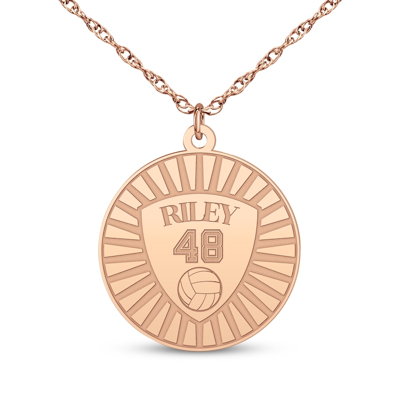 Main Image 6 of Name, Number & Sport Disc Necklace 14K Rose Gold 18"