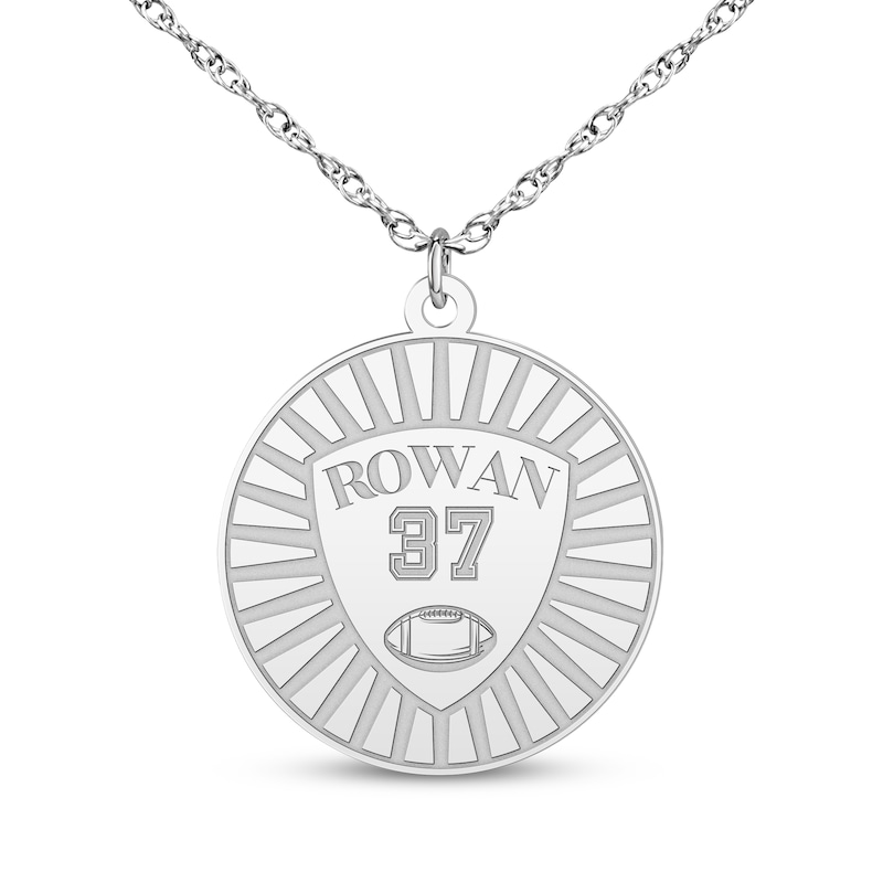 Main Image 3 of Name, Number & Sport Disc Necklace 14K White Gold 18"