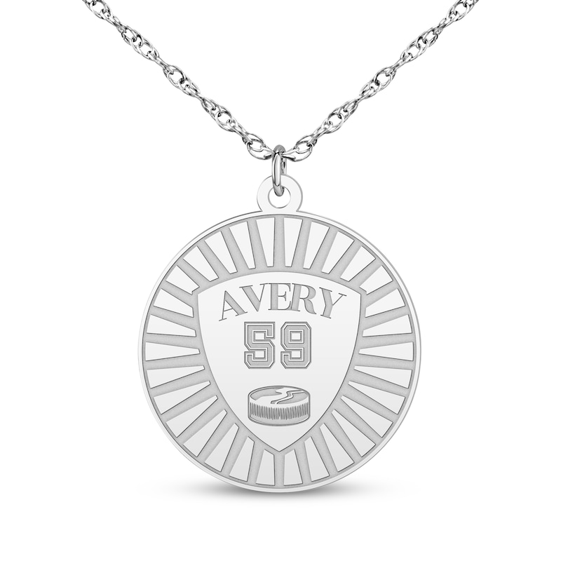 Main Image 4 of Name, Number & Sport Disc Necklace 14K White Gold 18"
