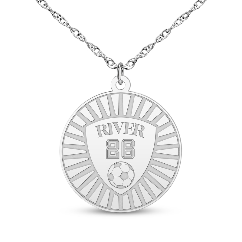 Main Image 5 of Name, Number & Sport Disc Necklace 14K White Gold 18"