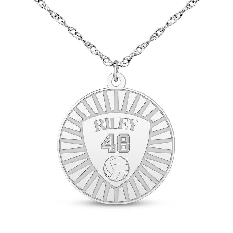 Main Image 6 of Name, Number & Sport Disc Necklace 14K White Gold 18"
