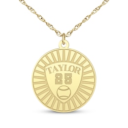 Name, Number & Sport Disc Necklace 14K Yellow Gold 18"
