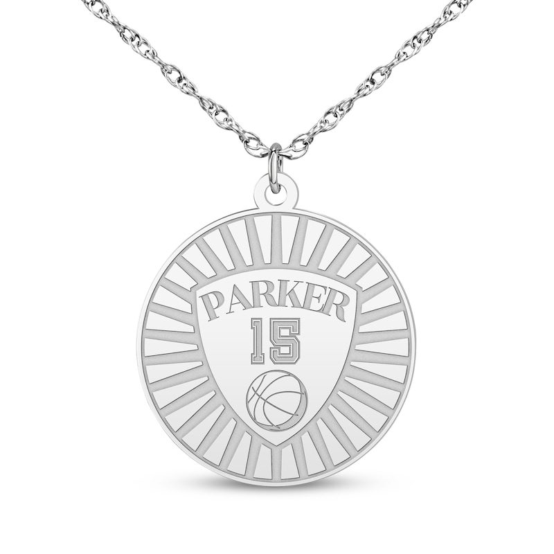 Main Image 2 of Name, Number & Sport Disc Necklace Sterling Silver 18"