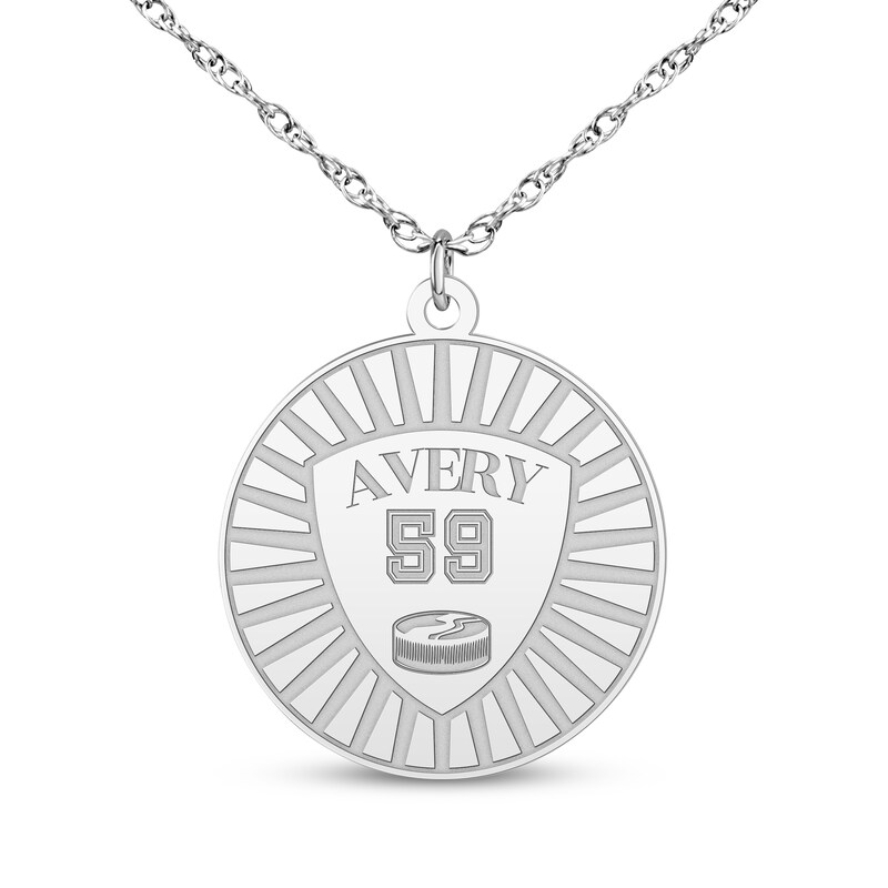 Main Image 4 of Name, Number & Sport Disc Necklace Sterling Silver 18"