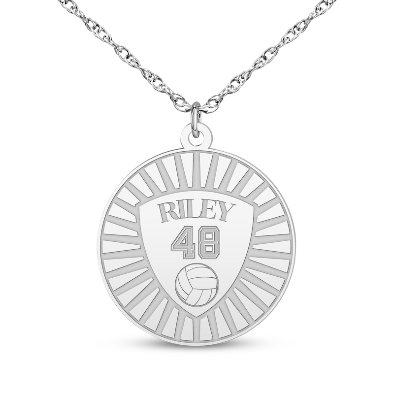 Main Image 6 of Name, Number & Sport Disc Necklace Sterling Silver 18"