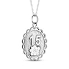 Thumbnail Image 1 of Engravable Quinceañera “15” Oval Necklace 10K White Gold 18"