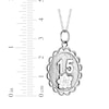 Thumbnail Image 4 of Engravable Quinceañera “15” Oval Necklace 10K White Gold 18"