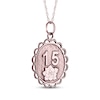 Thumbnail Image 1 of Engravable Quinceañera “15” Oval Necklace 10K Rose Gold 18"