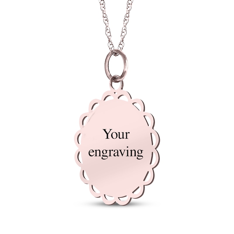 Main Image 2 of Engravable Quinceañera “15” Oval Necklace 10K Rose Gold 18"