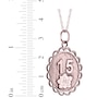 Thumbnail Image 4 of Engravable Quinceañera “15” Oval Necklace 10K Rose Gold 18"