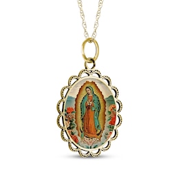 Our Lady of Guadalupe Engravable Necklace 10K Yellow Gold 18"