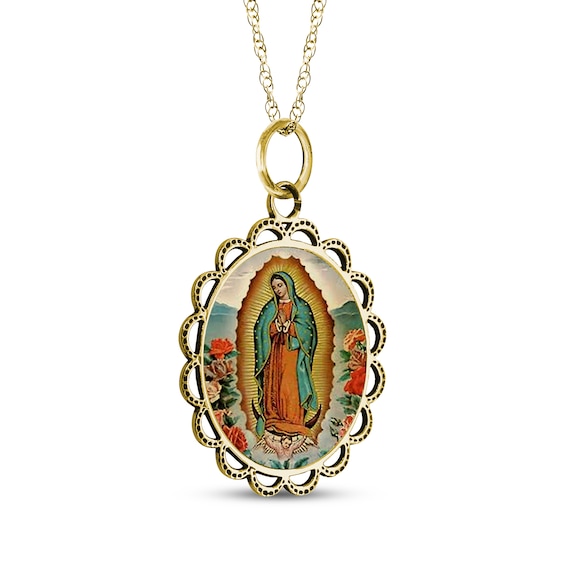 Our Lady of Guadalupe Engravable Necklace 10K Yellow Gold 18"
