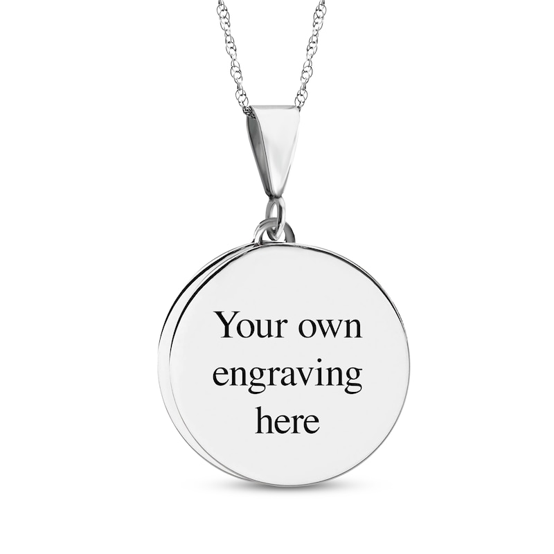 Main Image 2 of Flower & Photo Engravable Disc Necklace Sterling Silver 18"