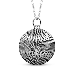 Your Own Fingerprint Baseball Necklace Sterling Silver 18"