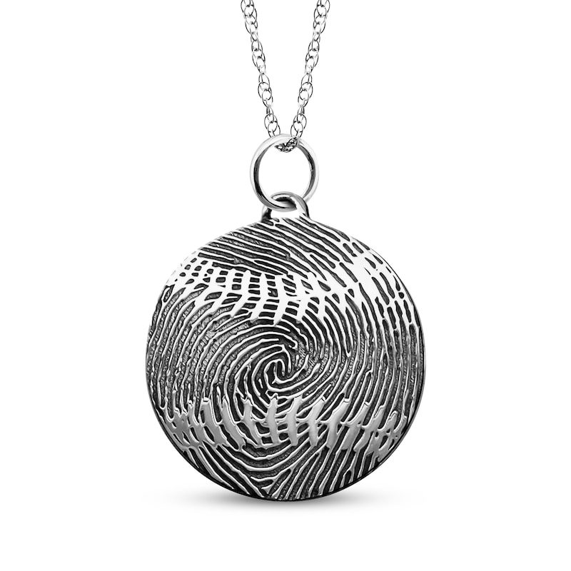 Main Image 1 of Your Own Fingerprint Baseball Necklace Sterling Silver 18"