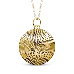 Your Own Fingerprint Baseball Necklace 10K Yellow Gold 18"