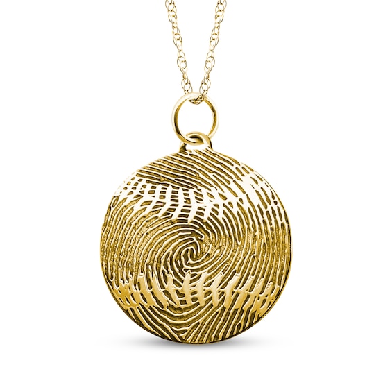 Your Own Fingerprint Baseball Necklace 10K Yellow Gold 18"