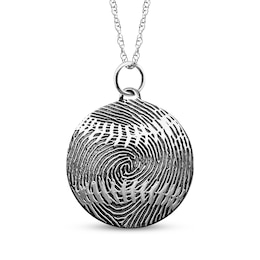 Your Own Fingerprint Baseball Necklace 10K White Gold 18"