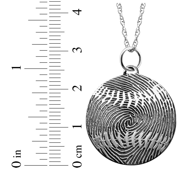 Main Image 4 of Your Own Fingerprint Baseball Necklace 10K White Gold 18"