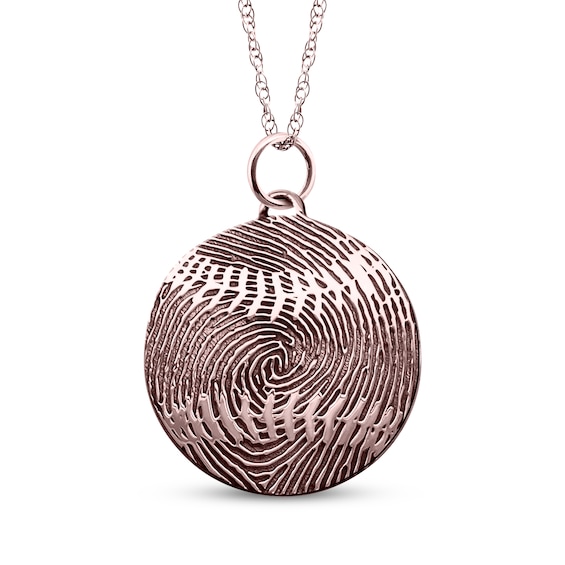 Your Own Fingerprint Baseball Necklace 10K Rose Gold 18"