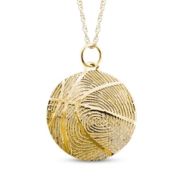 Your Own Fingerprint Basketball Necklace 10K Yellow Gold 18"
