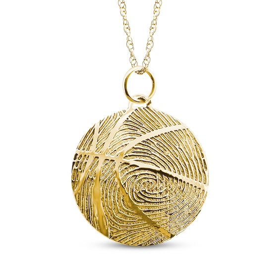 Your Own Fingerprint Basketball Necklace 10K Yellow Gold 18"
