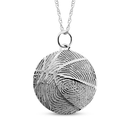 Your Own Fingerprint Basketball Necklace 10K White Gold 18"