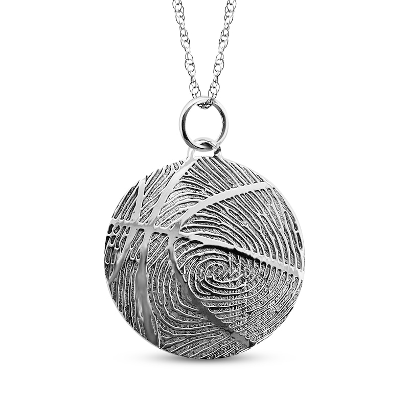 Main Image 1 of Your Own Fingerprint Basketball Necklace 10K White Gold 18"