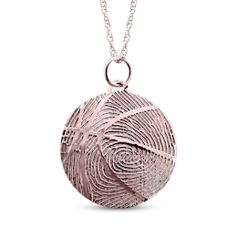 Your Own Fingerprint Basketball Necklace 10K Rose Gold 18"