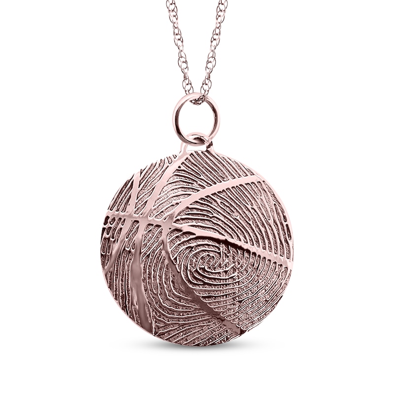 Main Image 1 of Your Own Fingerprint Basketball Necklace 10K Rose Gold 18"