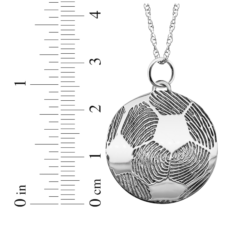 Main Image 4 of Your Own Fingerprint Soccer Ball Necklace Sterling Silver 18"