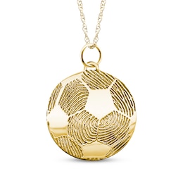 Your Own Fingerprint Soccer Ball Necklace 10K Yellow Gold 18"