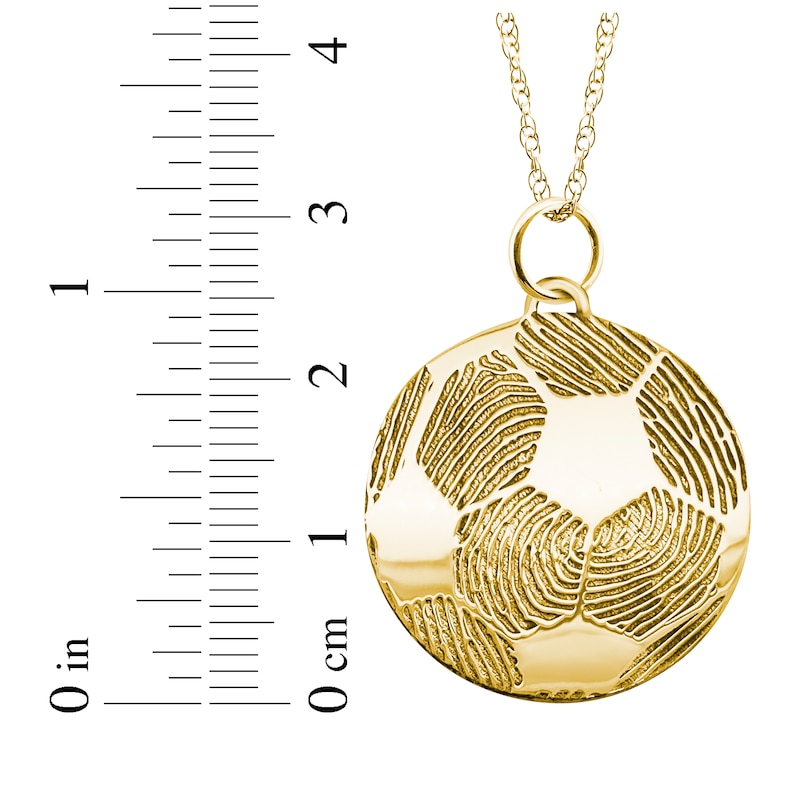 Main Image 4 of Your Own Fingerprint Soccer Ball Necklace 10K Yellow Gold 18"