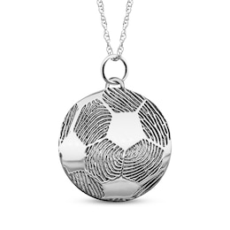 Your Own Fingerprint Soccer Ball Necklace 10K White Gold 18"