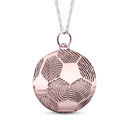 Your Own Fingerprint Soccer Ball Necklace 10K Rose Gold 18"