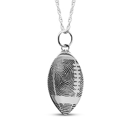 Your Own Fingerprint Football Necklace Sterling Silver 18"