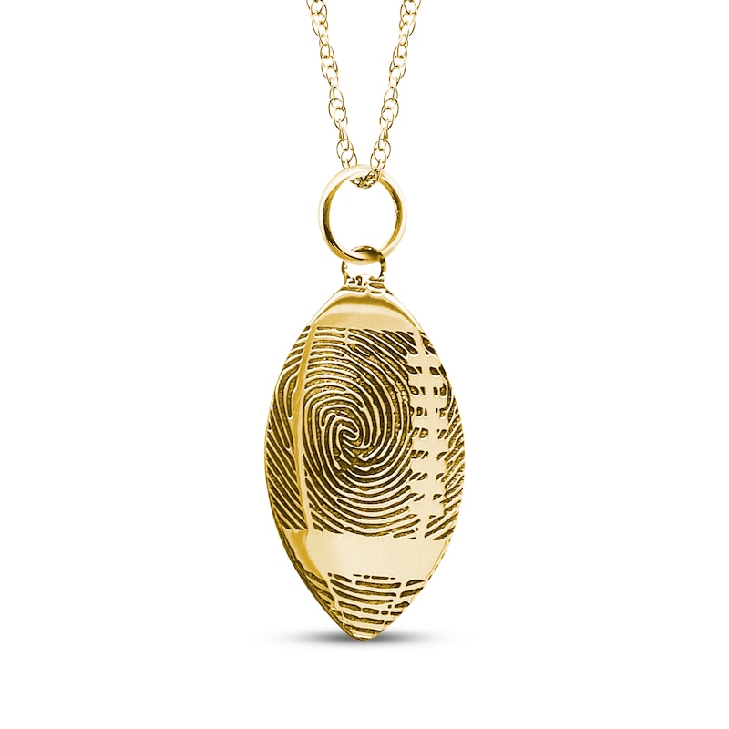 Main Image 1 of Your Own Fingerprint Football Necklace 10K Yellow Gold 18"